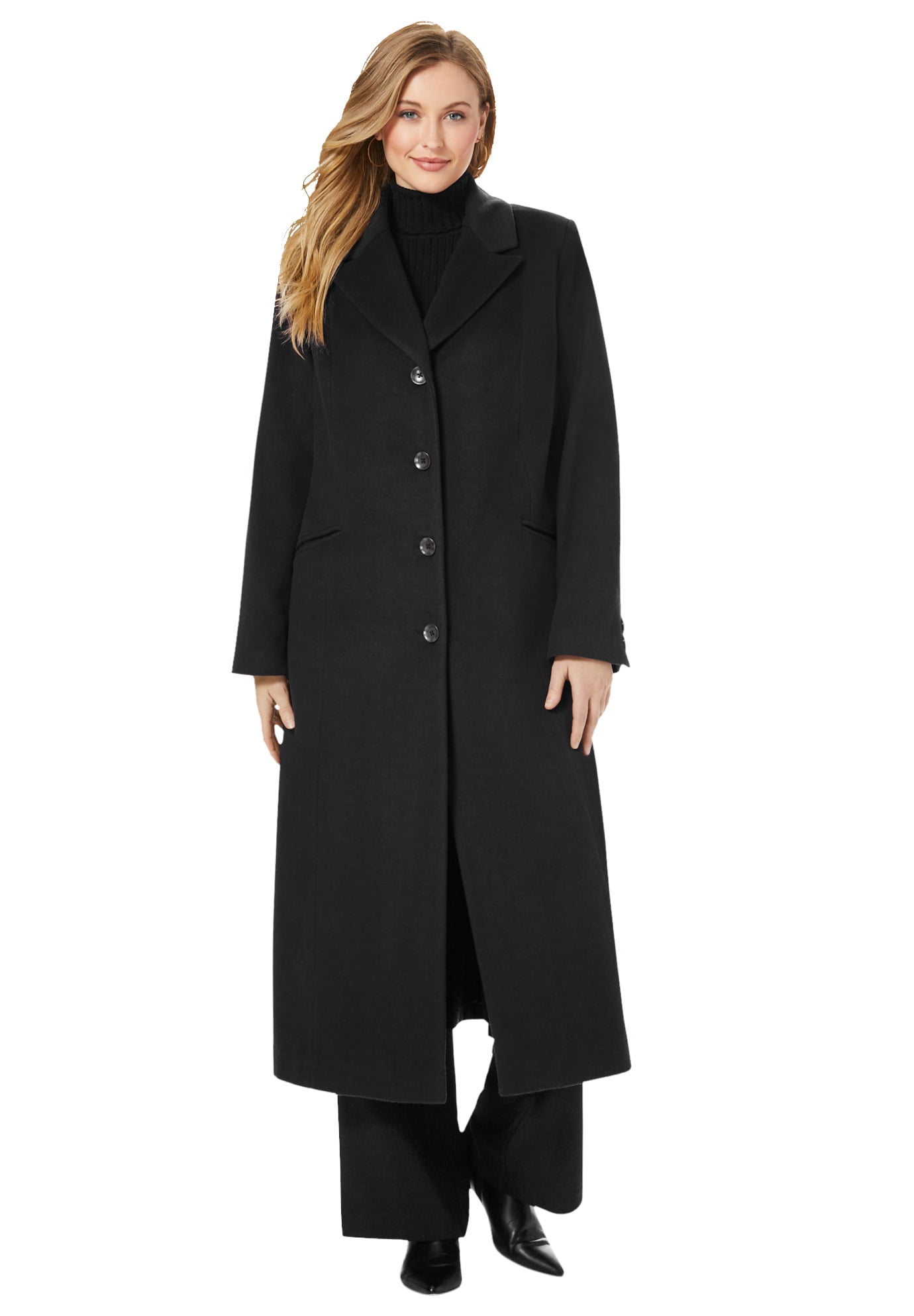 Jessica London Women's Plus Size Full Length Wool Blend Coat Coat ...