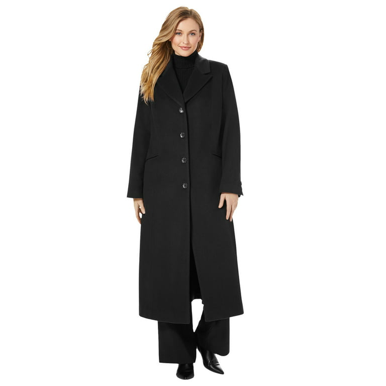 Jessica London Women's Plus Size Full Length Wool Blend Coat Coat