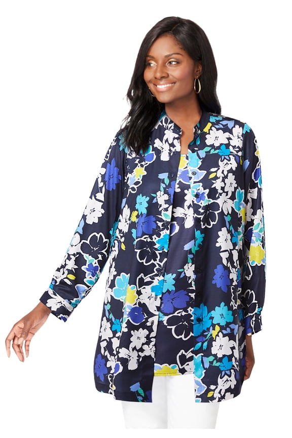 Women's Plus Size Georgette Button Front Tunic