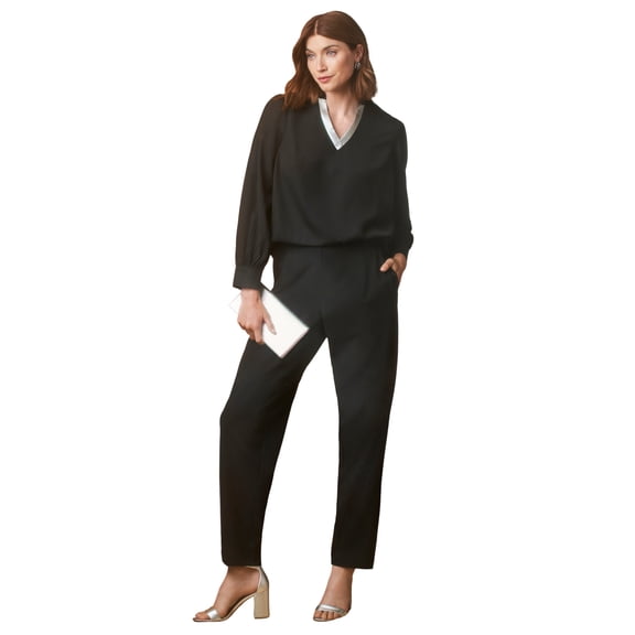 Jessica London Women's Plus Size Georgette V-Neck Blouse