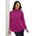 thumbnail image 1 of Jessica London Women's Plus Size Gold Button Mockneck Sweater, 1 of 5