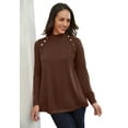 thumbnail image 1 of Jessica London Women's Plus Size Gold Button Mockneck Sweater, 1 of 4