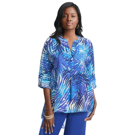 Jessica London Women's Plus Size Hi-Low Linen Tunic