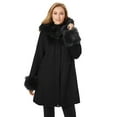 thumbnail image 1 of Jessica London Women's Plus Size Hooded Faux Fur Trim Coat, 1 of 3