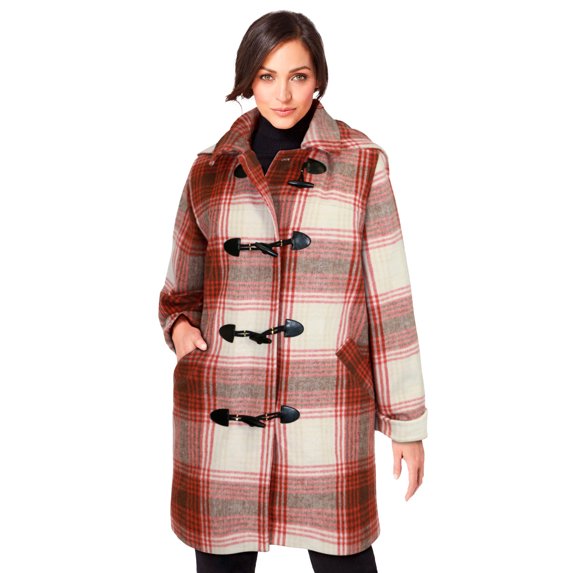 Jessica London Women's Plus Size Hooded Toggle Wool Coat