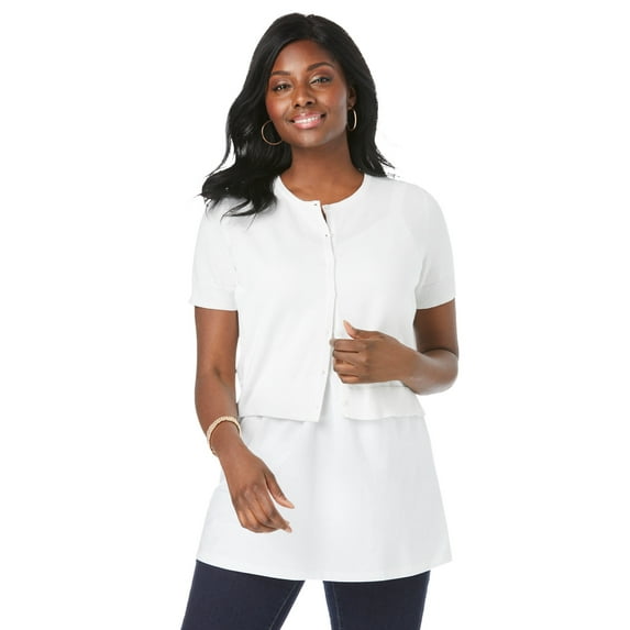 Jessica London Women's Plus Size Jewel-Neck Shrug