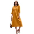 thumbnail image 1 of Jessica London Women's Plus Size Stretch Cotton Keyhole T-Shirt Dress, 1 of 4