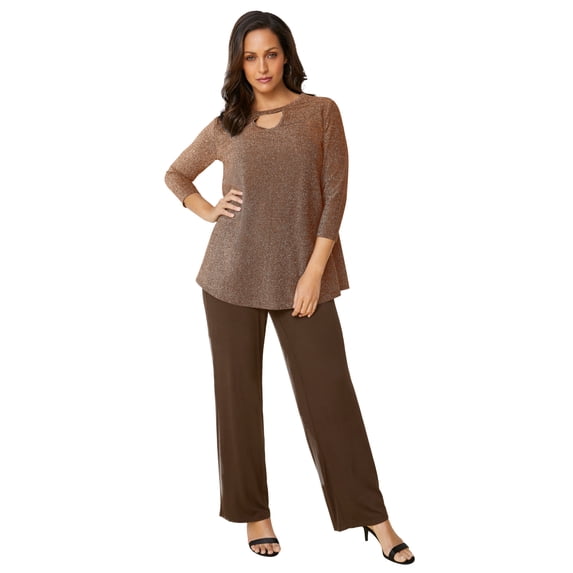 Jessica London Women's Plus Size Keyhole Shimmer Tunic
