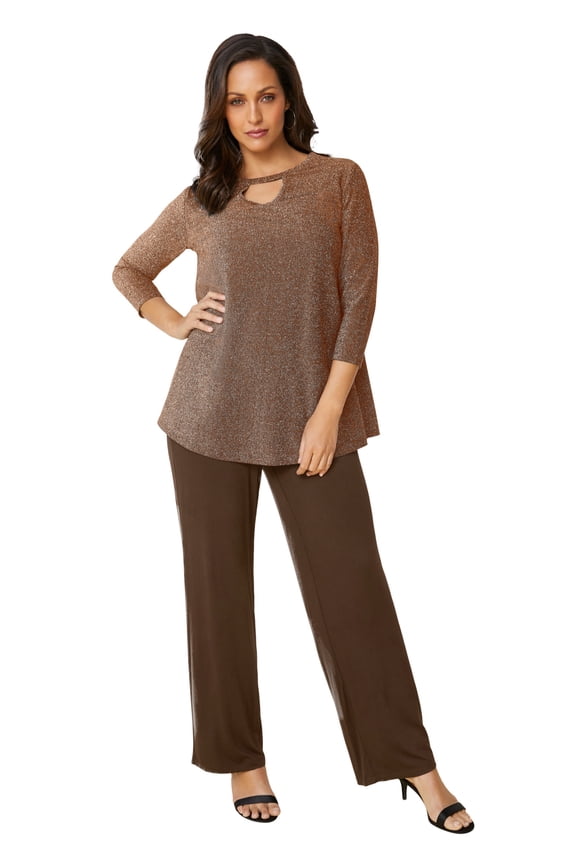 Women's Plus Size Keyhole Shimmer Tunic
