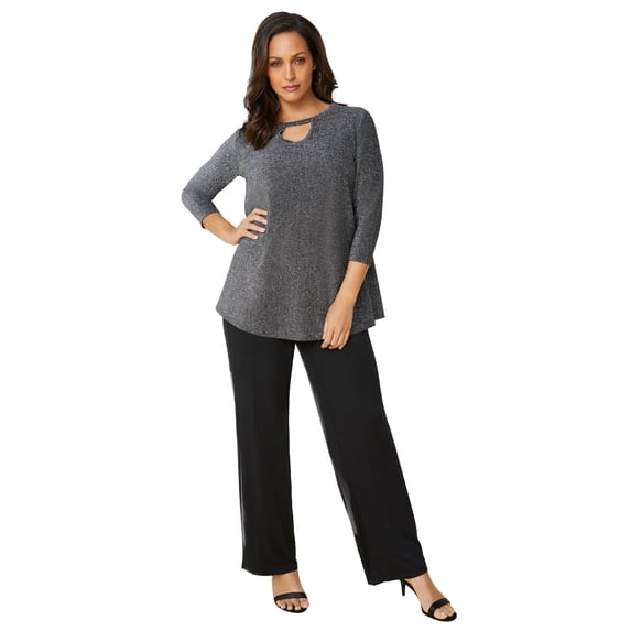 Jessica London Women's Plus Size Keyhole Shimmer Tunic