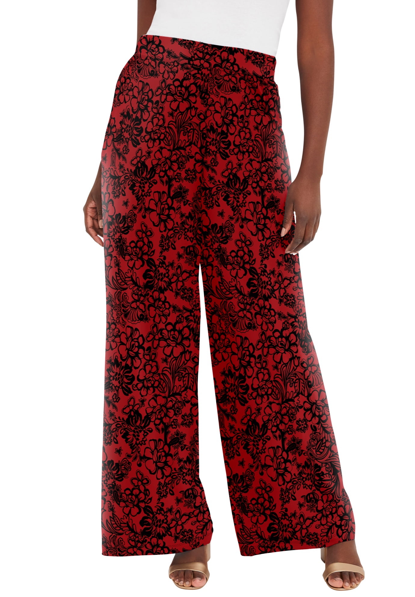 Jessica London Women's Plus Size Knit Palazzo Pant Wide Leg