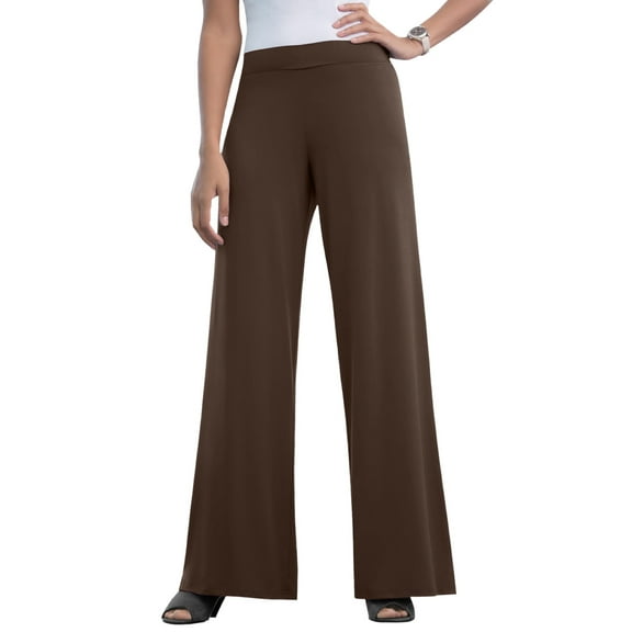 Jessica London Women's Plus Size Knit Palazzo Pant Wide Leg Stretch Dress Pants