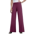 thumbnail image 1 of Jessica London Women's Plus Size Knit Palazzo Pant Wide Leg Stretch Dress Pants, 1 of 6