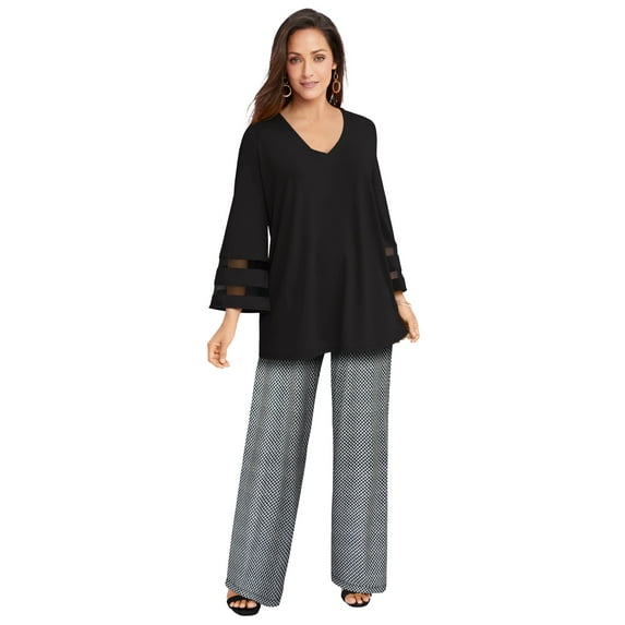 Jessica London Women's Plus Size Knit Palazzo Pant Wide Leg Stretch Dress Pants