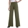 thumbnail image 1 of Jessica London Women's Plus Size Petite Stretch Knit Wide Leg Pant, 1 of 6