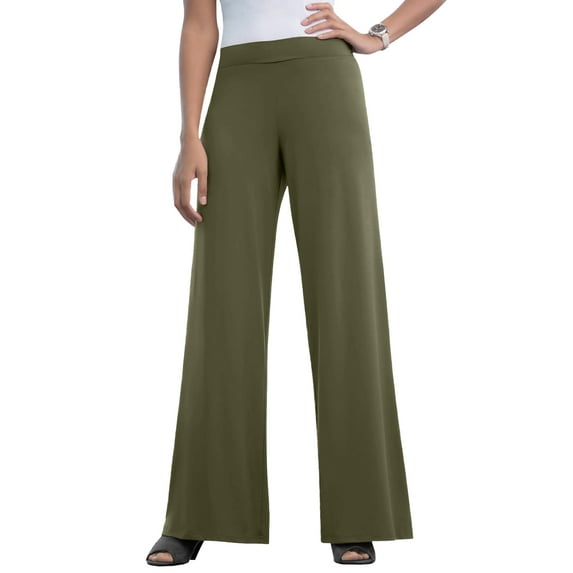 Jessica London Women's Plus Size Petite Stretch Knit Wide Leg Pant