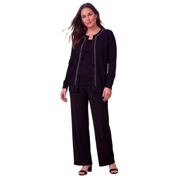 Jessica London Knit Palazzo Pant Wide Leg Stretch Dress Pants
