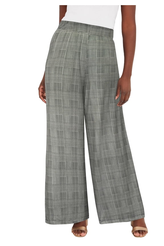 Women's Plus Size Petite Stretch Knit Wide Leg Pant