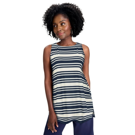 Jessica London Women's Plus Size Knit Tunic Tank Long Sleeveless Blouse