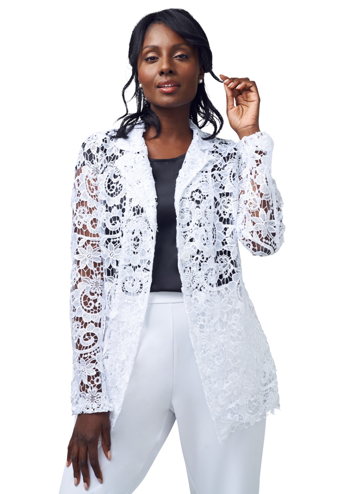 Jessica London Women s Plus Size Lace Blazer Walmart