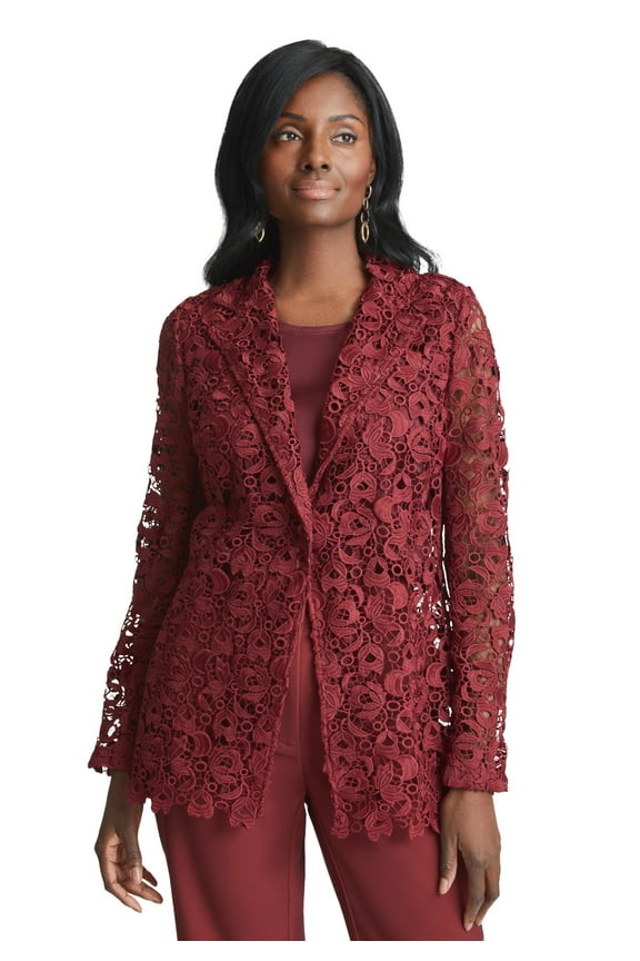 Women's Plus Size Lace Blazer