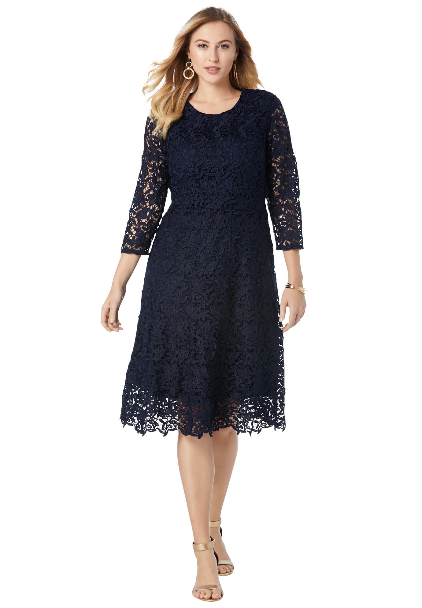 Jessica London Women's Plus Size Lace Fit & Flare Dress - Walmart.com