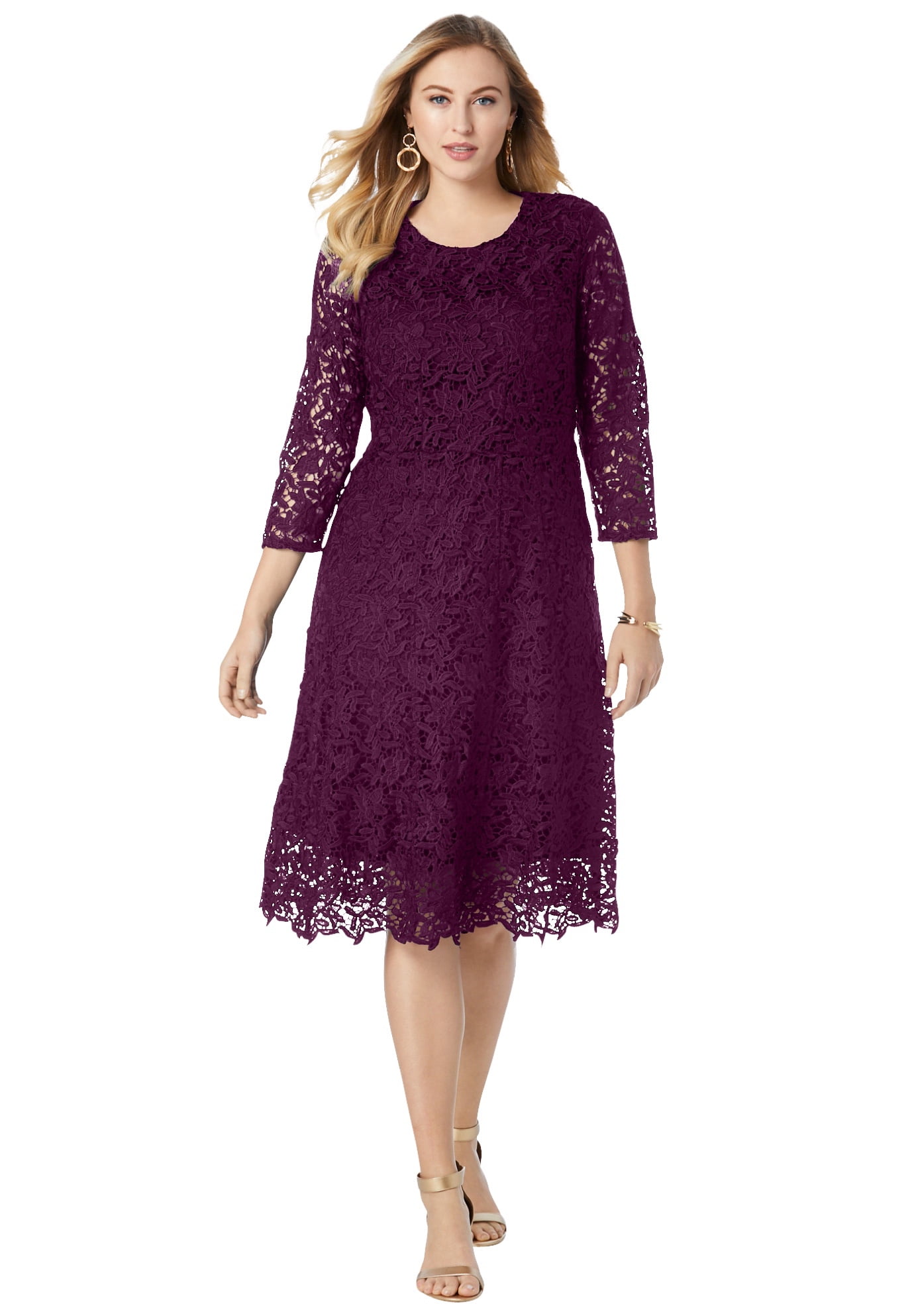 slim fit dress slacks Women Dresses Lace Dress Flare Sleeve V-neck Hollow Out Long Sleeve Wh –  Mega Mart Center main image 0