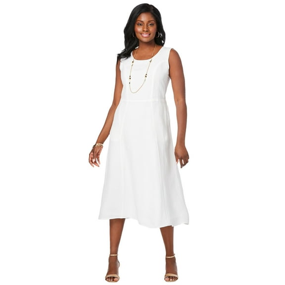 Jessica London Women's Plus Size Linen Fit & Flare Dress