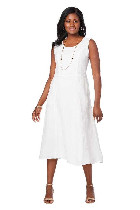 Women's Plus Size Linen Fit & Flare Dress