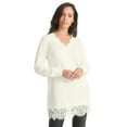thumbnail image 1 of Jessica London Women's Plus Size Lace Trim Pullover Sweater, 1 of 6