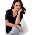 thumbnail image 1 of Jessica London Women's Plus Size Lace Trim V-Neck Top, 1 of 2