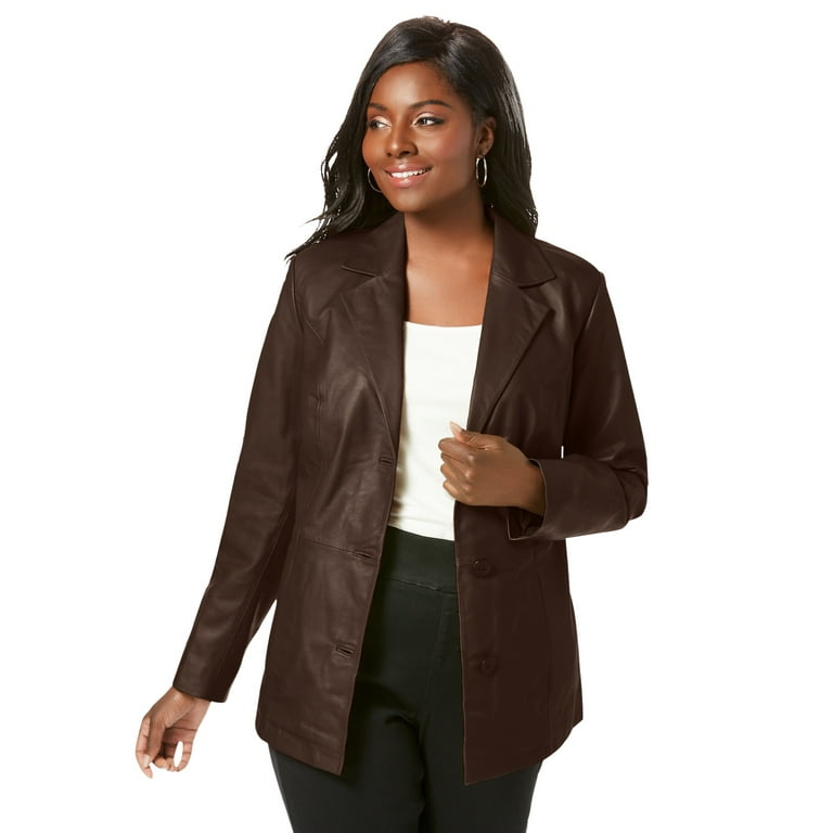 Jessica London Women s Plus Size Leather Blazer Walmart
