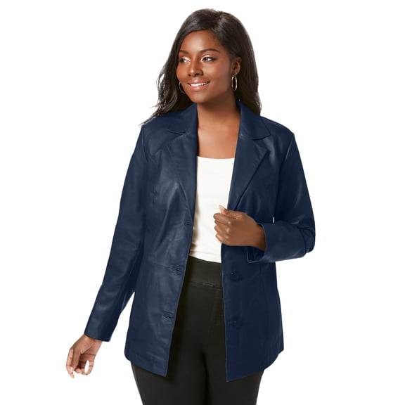 Jessica London Women's Plus Size Leather Blazer