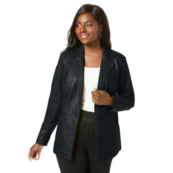 Jessica London Women's Plus Size Leather Blazer