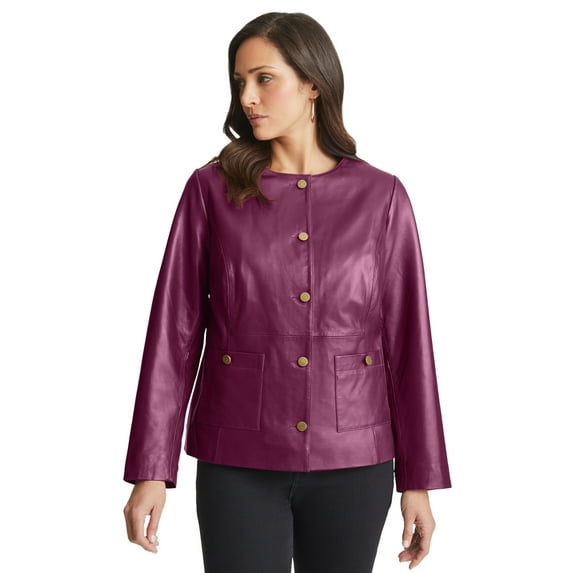 Jessica London Women's Plus Size Leather Lady Jacket