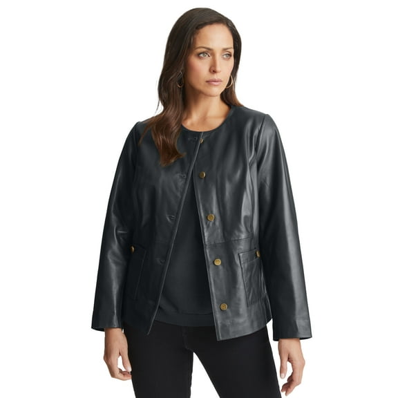 Jessica London Women's Plus Size Leather Lady Jacket