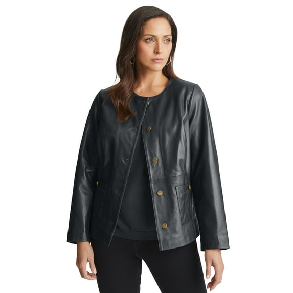 Jessica London Women's Plus Size Leather Lady Jacket