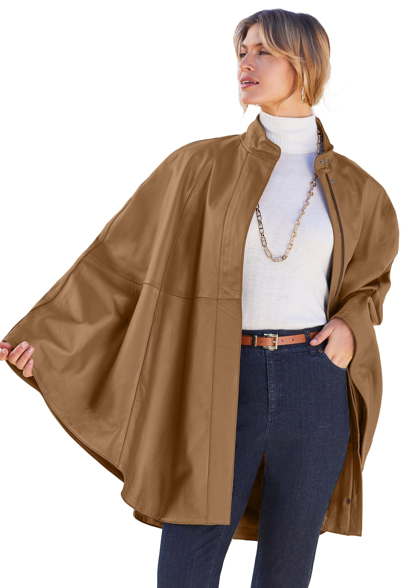 Jessica London Women's Plus Size Leather Poncho - Walmart.com