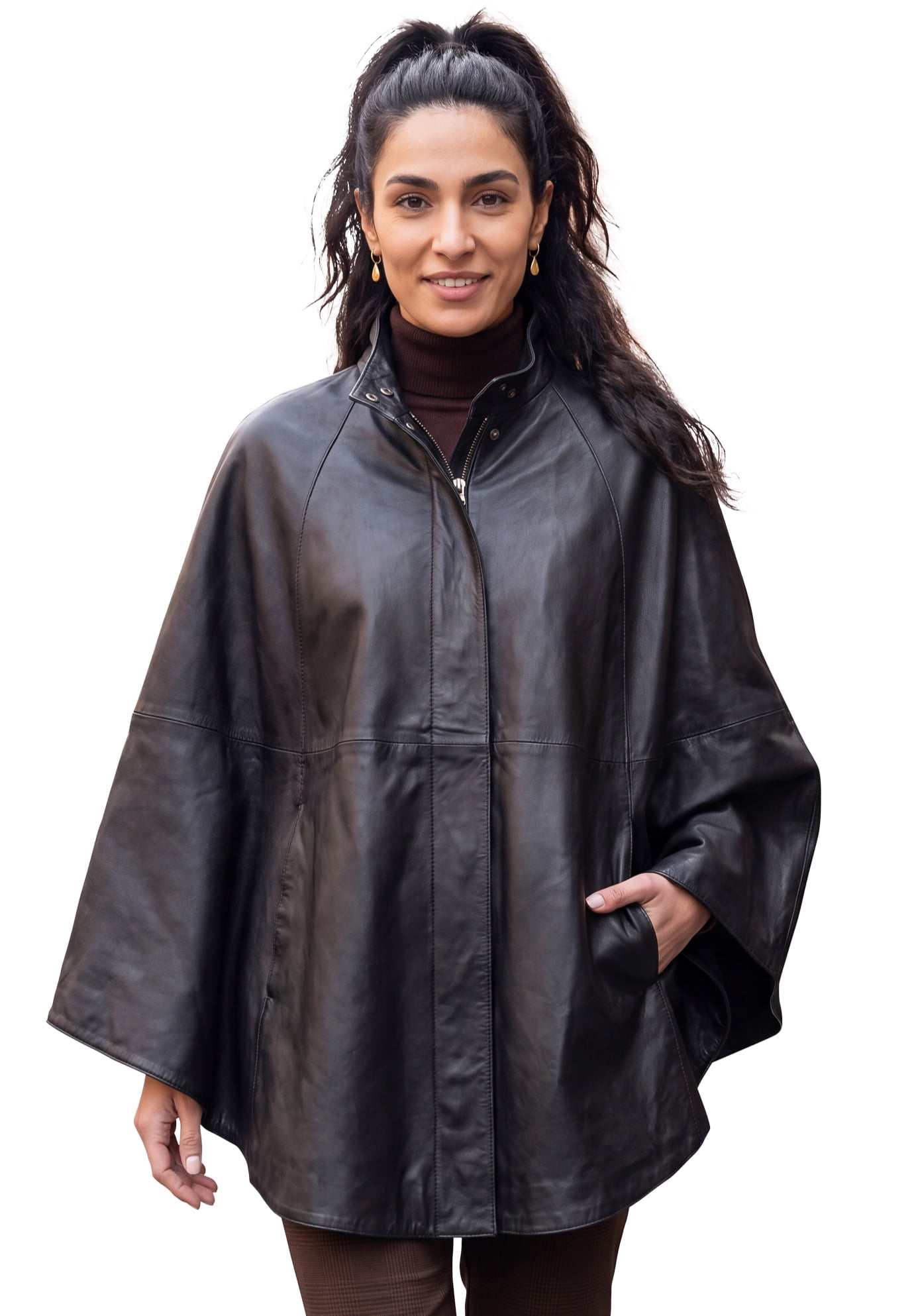 Jessica London Women's Plus Size Leather Poncho - Walmart.com