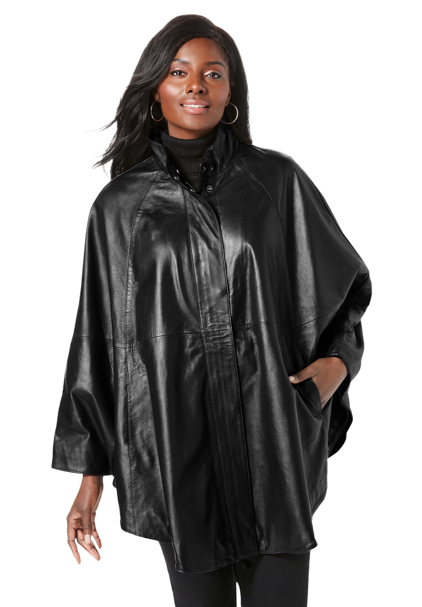 Jessica London Women's Plus Size Leather Poncho - Walmart.com