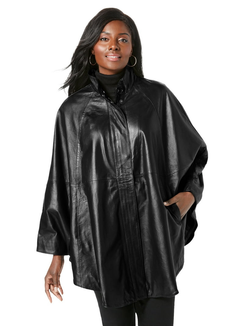 Jessica London Women's Plus Size Leather Poncho - Walmart.com