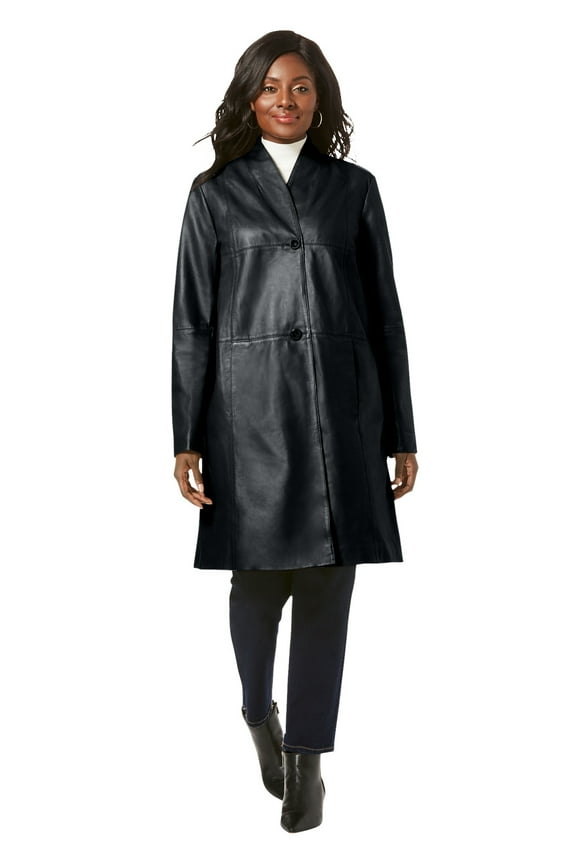 Women's Plus Size Leather Swing Coat