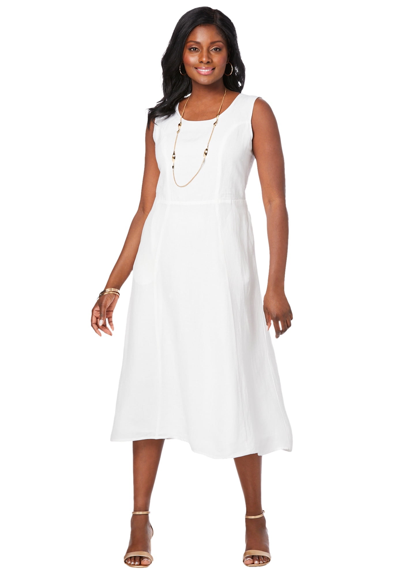 Jessica London Women s Plus Size Linen Fit Flare Dress Dress