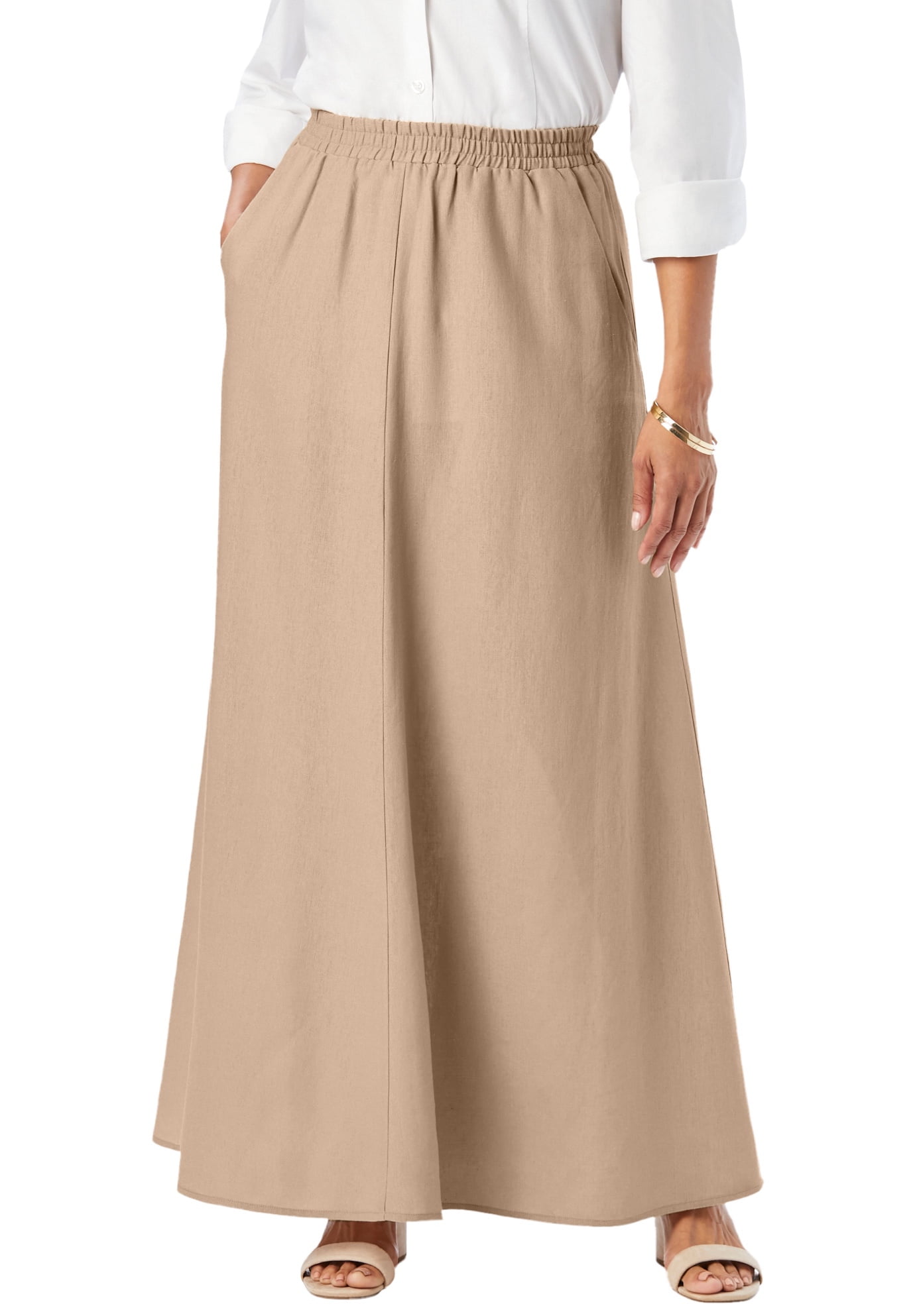 Jessica London Women's Plus Size Linen Maxi Skirt