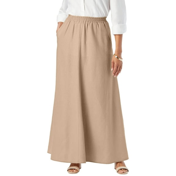 Jessica London Women's Plus Size Linen Maxi Skirt