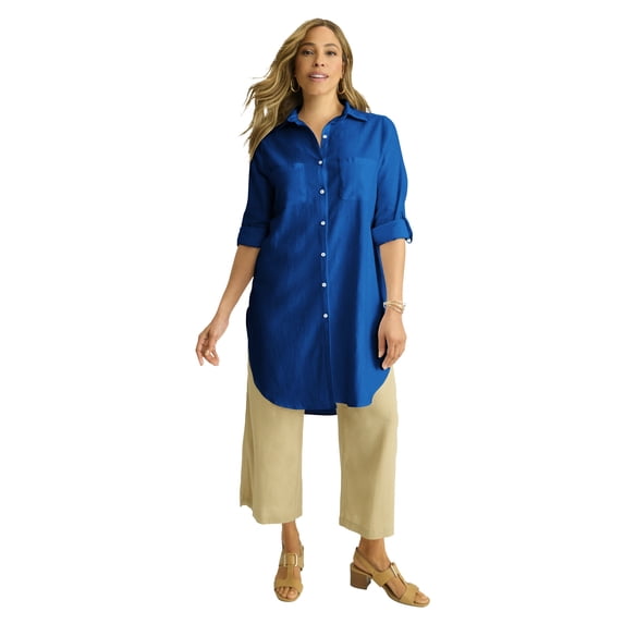 Jessica London Women's Plus Size Linen Mega Tunic