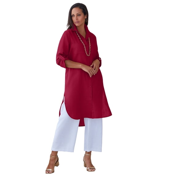 Jessica London Women's Plus Size Linen Mega Tunic