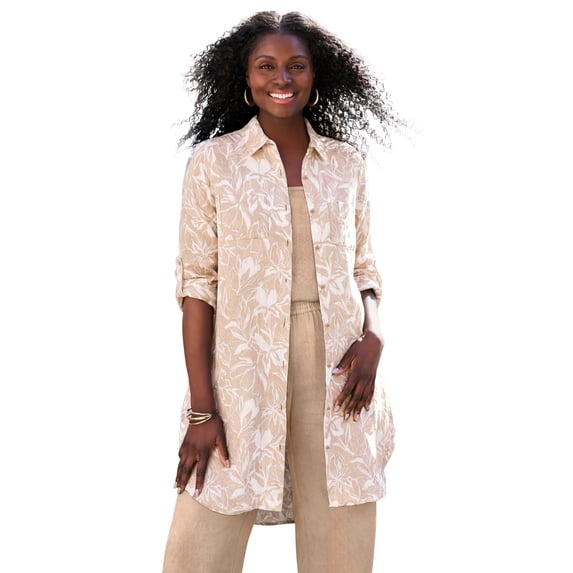 Jessica London Women's Plus Size Linen Mega Tunic