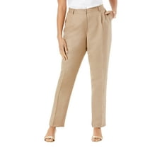 Jessica London Women's Plus Size Linen Pleat-Front Pant Pant