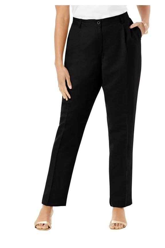 Women's Plus Size Linen Pleat-Front Pant
